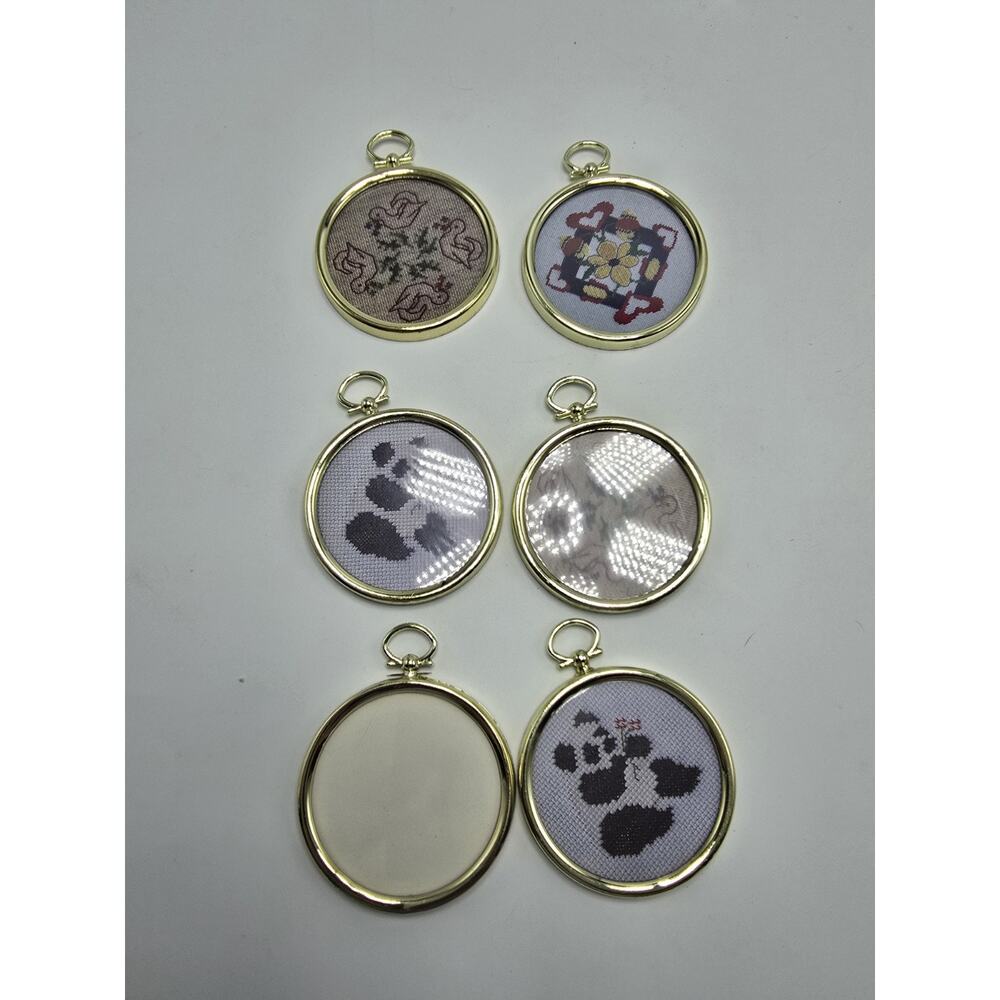 Vintage Cross-Stitch Frame Needlepoint Lot Of 6